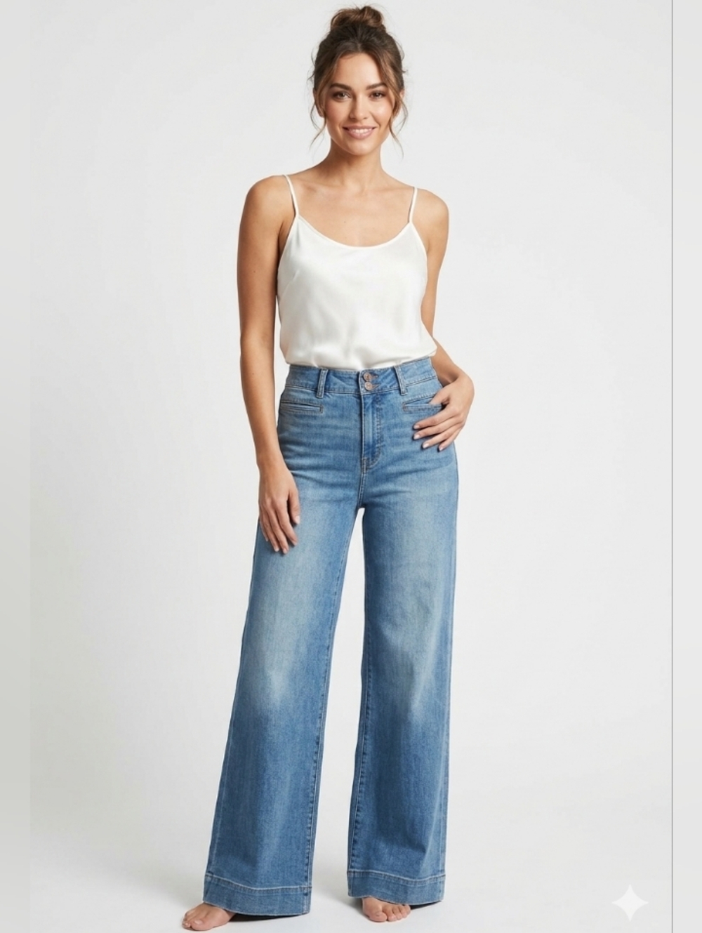 NWT Soft Surrounding High-Rise Wide Leg Jeans in Light Blue Size 14